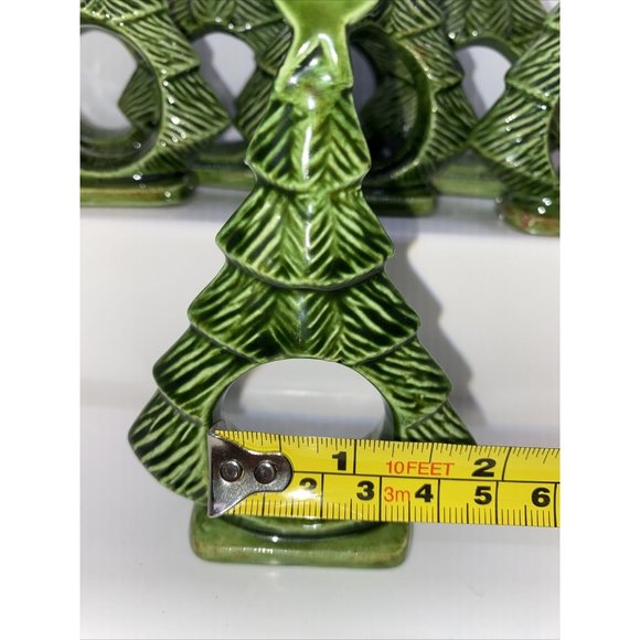 Vintage Ceramic Christmas Tree Napkin Rings Napkin Holders Set Of 12 - Picture 8 of 9